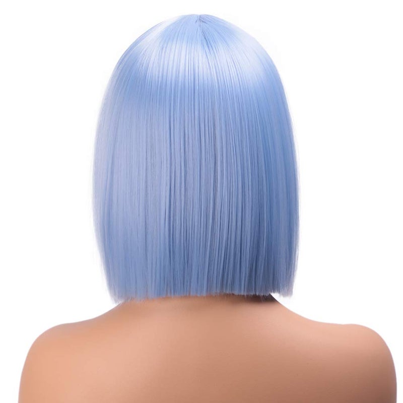 ENTRANCED STYLES Light Blue Wig Synthetic Straight Hair Bob Cut Wig Middle Part Shoulder Length Fashion Bob Wigs for Women Cosplay Wig - Image 4